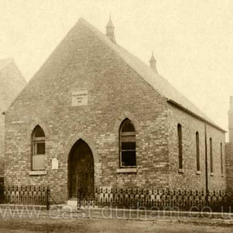 This Church was built in 1858, having developed from a mission at the bottleworks. later a new Church, Stewart Street Methodist Church, was built across the road in 1910, this building (pictured) then became the church hall. Photograph c 1900 possibly earlier.