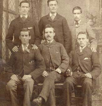 Bottleworks staff in the late 1880sBack RowWilliam Reed, Bill Todd, not knownFront Rownot known, Dick Hall, Ted Hall.W Reed, my great grandfather born 1861, moved to Hetton around 1892 and died  shortly afterwards of typhoid, aged 33. (D Angus)