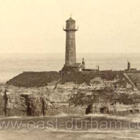 Old Beach and lighthouse before 1899This lighthouse was built in 1836 to replace a wooden lighthouse which had burnt down in the same year. This new structure had a revolving white light above and a red one below. William Fairless who had fought with Lord Londonderry against Napoleon was the first keeper. The interior of this lighthouse was burnt out in 1856 and restored by 1857