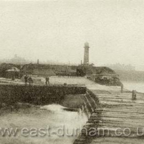 Early photograph looking west towards the town from the original North Pier.