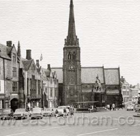 Durham Market Place in the 1960s, police traffic control box to right. A world first for Durham!. In 1960, the traffic control box in Durham market place became the first in the world to be fitted with television screens to control the traffic. They were connected to two cameras, one at the bottom of Silver Street looking at Framwellgate bridge and the other in Saddler Street looking at Elvet bridge. The control box became obsolete when new bridges were built and the market place no longer had all the through traffic. Caption from Malcolm Fraser