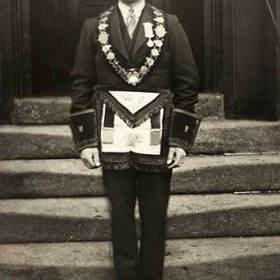 John Lambert Dunn of Seaton Farm photographed in 1920 after being presented with his apron by the RAOB