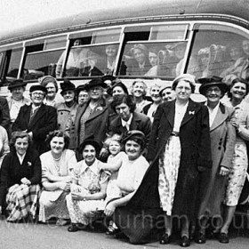 Ladies from Church St. Methodist Church on a day trip during the 1950s.
Front Row, ?, ?, Mrs Pike, May Murley.       
Photograph from Ann Hansen (Pike)