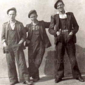 Three of the lads who worked for window cleaner Arthur Brown. The man in the centre was called Raymond and he and the tallest one returned to work for Arthur after the war.  Photo taken Summer 1937.
Photograph from Victor Brown