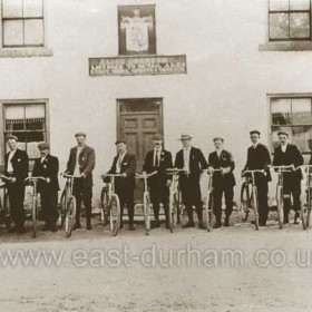 Members of Seaham Cycling Club outside the Stapylton Arms. The landlady at the time of the photograph was Alice Johnson.