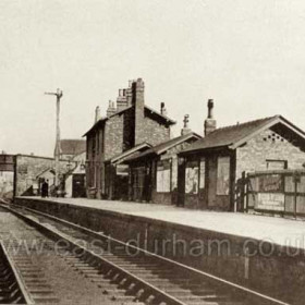 Hetton Station, date not known. This is looking towards Durham (Elvet) and shows the bridge carrying the Easington to Wardley road (later A182).  
Caption by Sheldon Clark