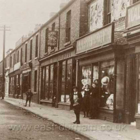 Detail from previous photograph, Market Street, Hetton Downs. From exreme right, Walter Wilson's, Richardson's, Young's Singer Sewing Machine shop.