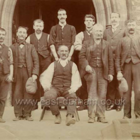 Sunderland Water Board, Fulwell Works, 6th Sept 1912.Engineman, Fireman, McCormoch (cleaner), GBG, Tilfman (boiler cleaner), H Divers (labourer), Johnson (gardener), Labourer, Alderslades (cartman)
Names listed exactly as on print