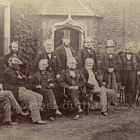 Humbledon 12th May 1865
Directors and Engineers at commission of Pumping Station outside of cottages.
Handwritten on back of print "Humbledon, commissioned, 1846 approx"
Humbledon Pumping Station was commissioned in 1847-9