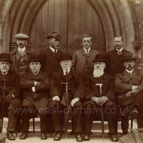 Sunderland Water Board
R H Gaynor, J W Sewell, A B E Blackburn, G B Gibbs, S Richardson, J H Rennoldson, R H Gaynor, R A Bartram, W F Vint.
There are two men here with same name, this is as hand written on back of  print.