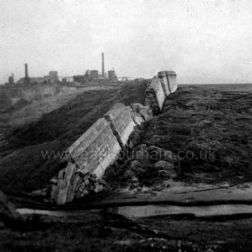 Peterlee c1950, showing result of subsidence due to underground mine workings.
Photograph from Stafford Linsley
