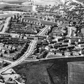 Peterlee c1950. Peterlee from the East with little Eden in the upper half of the picture. Info Keith Davidson
Photograph from Stafford Linsley
