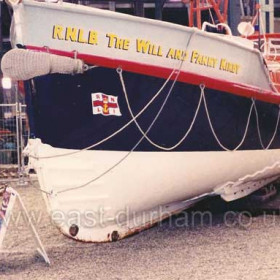 The Will and Fanny Kirby, when she arrived at Chatham Lifeboat Museum, she was later put inside the museum and a centre section was cut away and a large window was installed for visitors to see the working parts, mainly the engines and gear box, plus the self-righting tanks. 
Photograph and info from Bob Williams