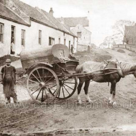 Butcher's cart in Hawthorn, J S Hutchinson of White House Shotton.
Looking back towards the church in the opposite direction to HAW 001.